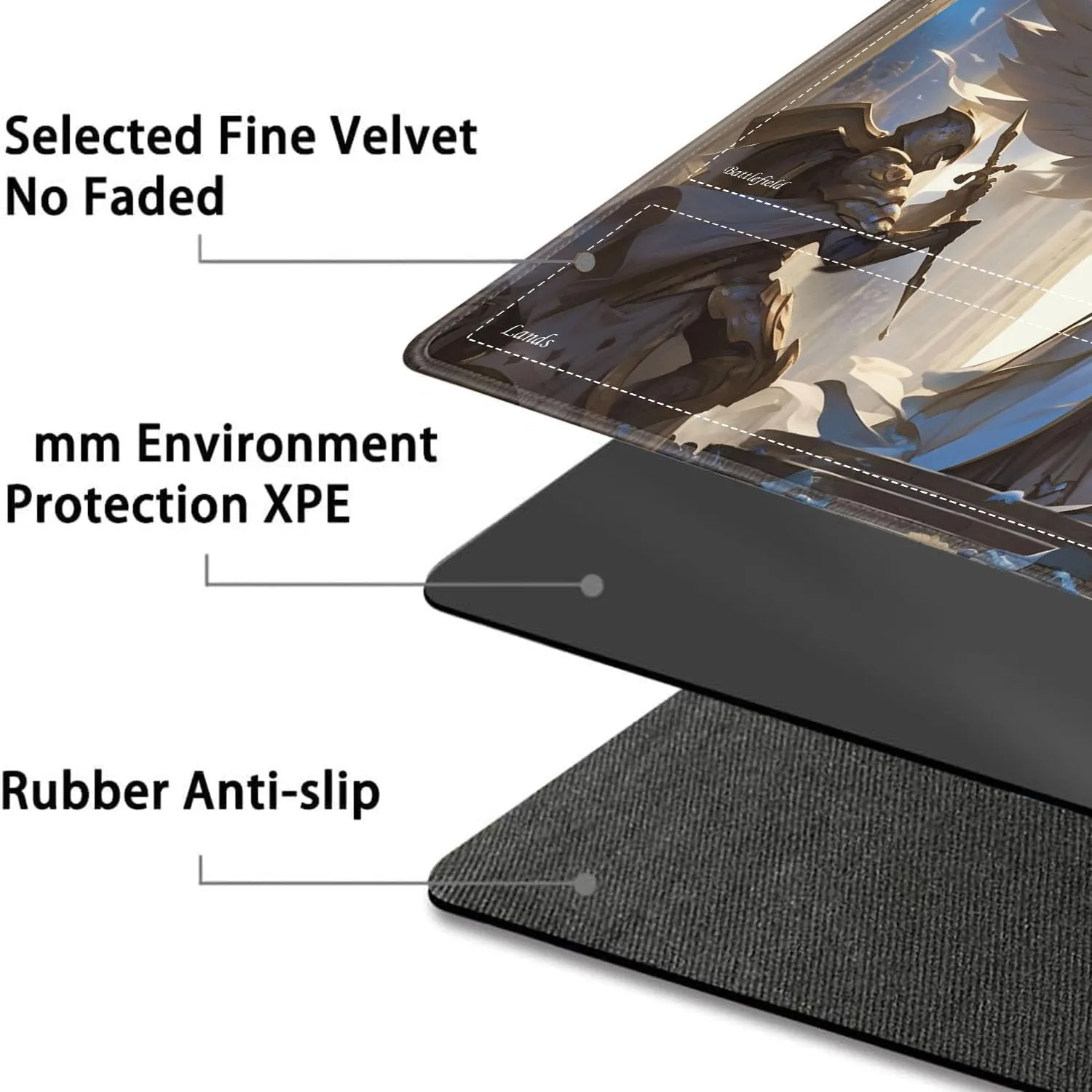 JVGFYNKL for TCG Playmat, Playmat with Zones, 24x14 in Non-Slip Rubber for MTG Playmat with Drawstring Travel Pouch and 6 Dice, Revered Archangel for MTG Mat, Card Game Playmats