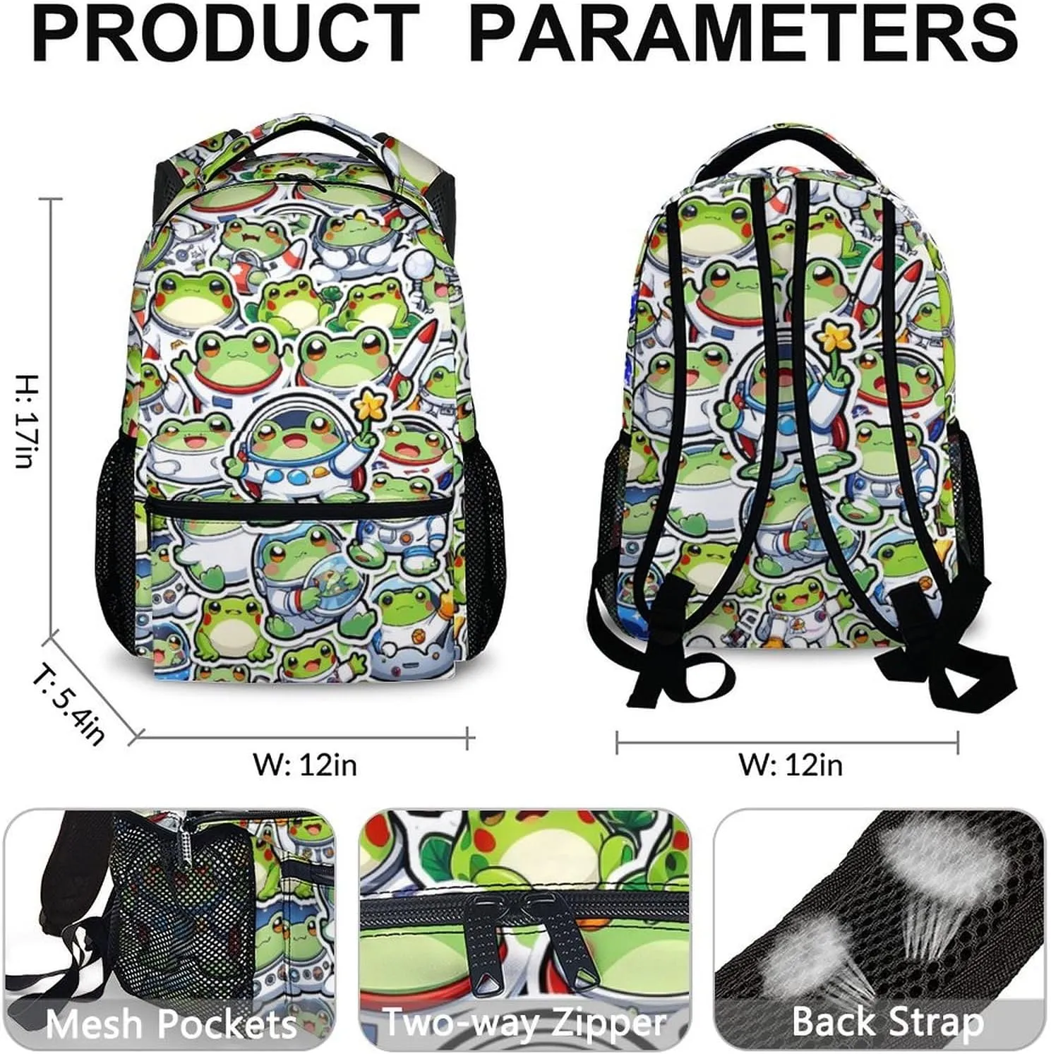 Kids Backpack, Cute Frog Bookbag for Preschool Elementary Kindergarten, Kids Back to School Gift, Boys Girls Schoolbag for School Travel Hiking