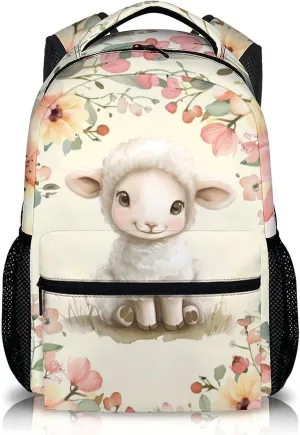 Kids Backpack, Cute Sheep Book Bag, Girls Schoolbag for Gift, 17 Inch Large Capacity Bookbag for Preschool Elementary Kindergarten School Travel