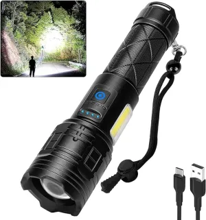 KINGCAESAR Rechargeable Flashlights High Lumens, 990000 Lumens Super Bright Flashlight, 7 Modes LED Flashlight, IPX7 Waterproof, Powerful Flash Light for Home, Camping
