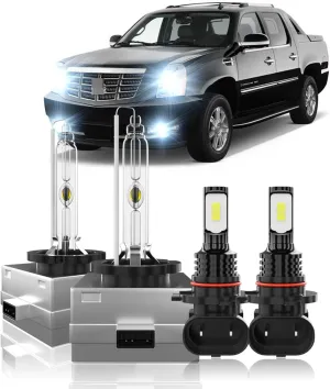Kit for Cadillac Escalade EXT 2007 2008 2009 2010 2011 2012 2013, D1S D1R High/Low Beam  9145 LED Fog Light Bulbs,6000K White,400% Brighter Lightness,Longer Lifespan,Plug and Play, Pack of 4