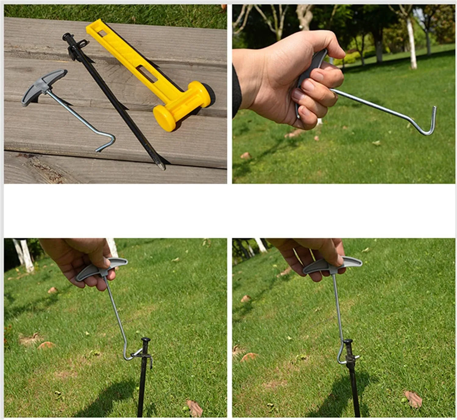 KK5 Tent Stakes Pegs - 20pcs Aluminum 7" Tent Pegs Stakes- 4pcs Outdoor Guy Lines Reflective Ropes - 1 Plastic Awl - 1 Nail Puller - 4pcs Buckles for Camping Canopy Rain Tarp Hiking Gardening