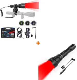 KL41Plus Hunting Flashlight Kit KL52 Zoomable Hunting Flashlight Red Coyote Light Bundle