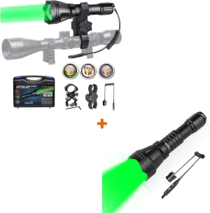 KL52Plus Zoomable Hunting Light with Red Green White IR850 Interchangeable Modules KL52 Green Hog Light with Stepless Dimming Pressure Switch