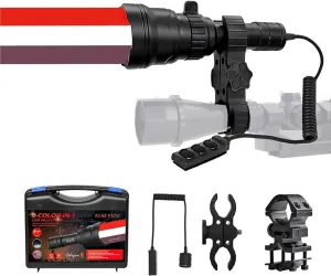 KL62Plus Red White IR850 Zoomable Hunting Light Kit 850nm Long Range IR Illuminator for Night Vision Scope Mount Infrared Flashlight with Stepless Dimming Switch for Hog Coyote Predator Hunting