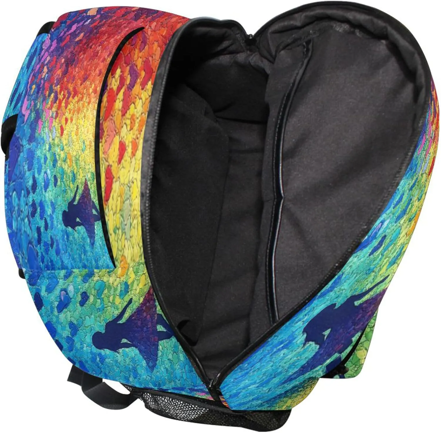 KLL Cool Backpacks for Men Women Fashion Backpack With Water Bottle Pocket with Chest Strap for College Work Colorful Hearts Rainbow