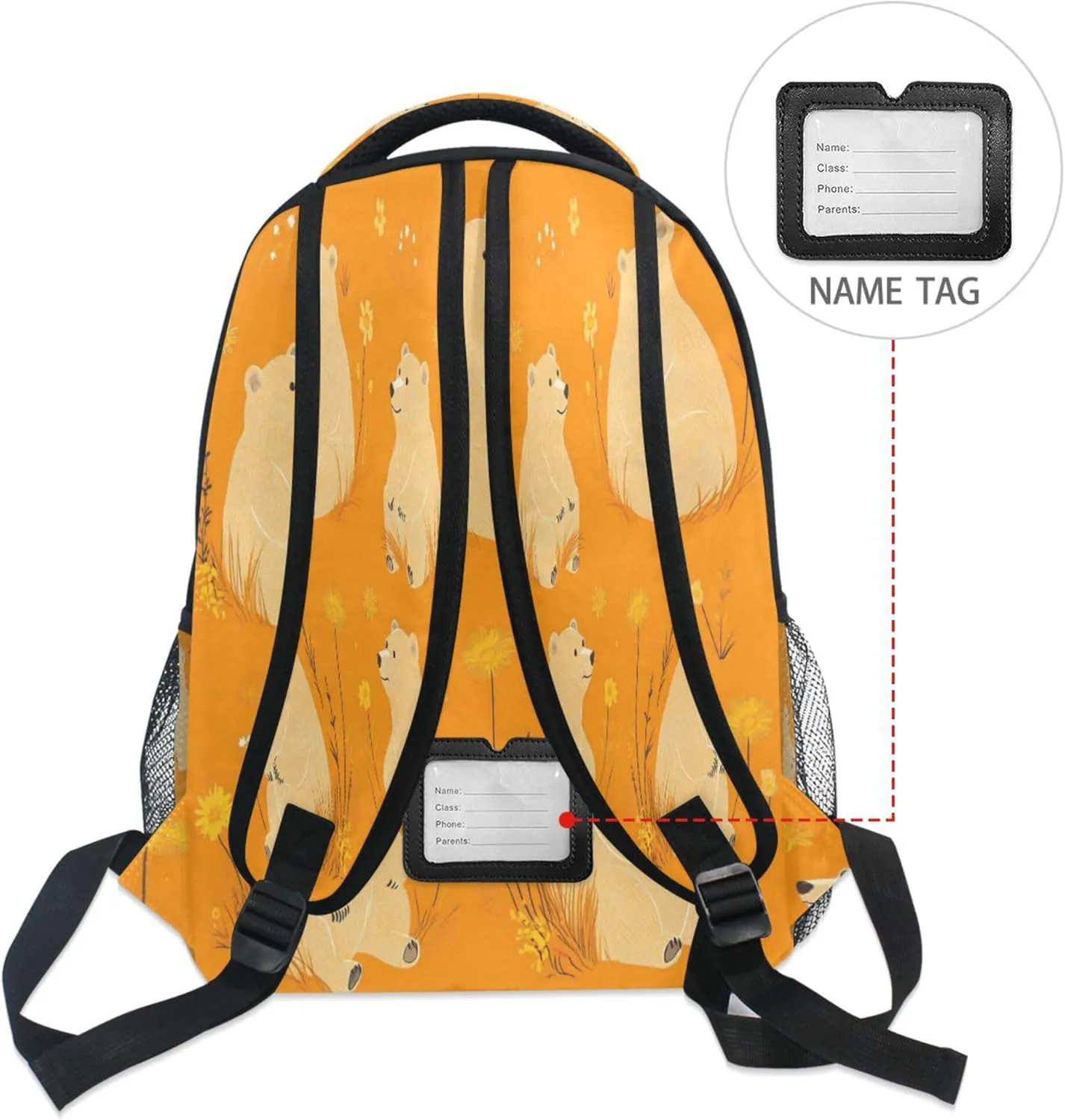 KLL Fun Backpack for Men and Women Fashion Laptop Bookbag with Chest Strap Gift Men & Women Beauty Bears Orange