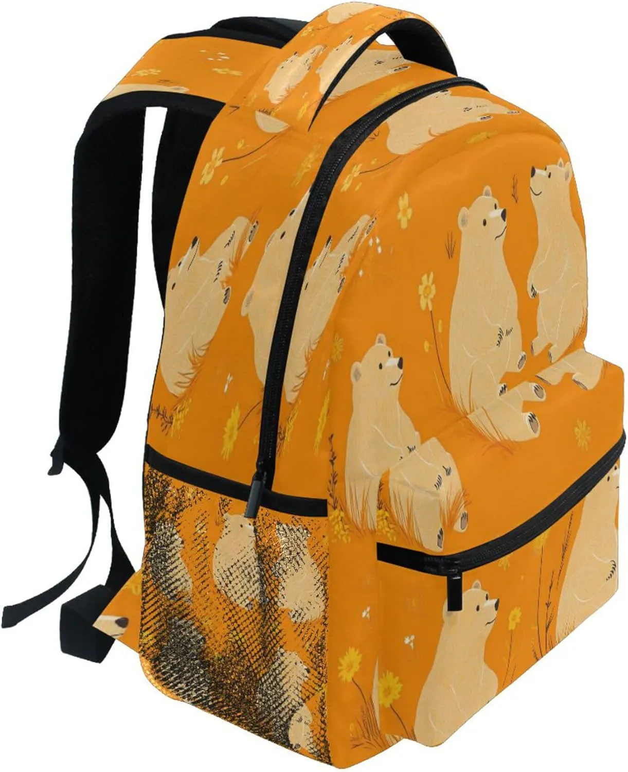 KLL Fun Backpack for Men and Women Fashion Laptop Bookbag with Chest Strap Gift Men & Women Beauty Bears Orange