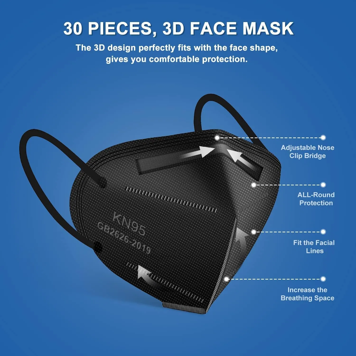 KN95 Face Mask,KN95 Mask,Cup Masks Breathable 5-Layer Filter Efficiency≥95% Disposable Certified Face Mask
