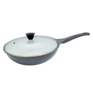 KOMAN Non-Stick Titanium Coating Wok Pan 28cm   Glass Lid