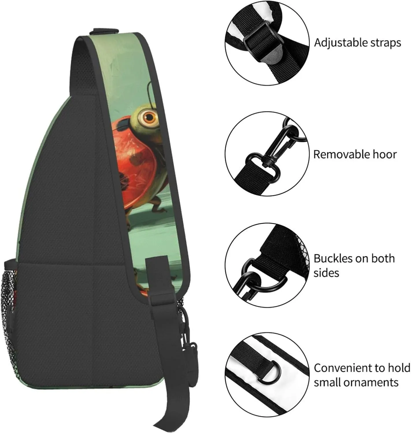 Ladybird Holding A Golden Coin Sling Bag For Men Crossbody Backpack,Women Shoulder Bag For Travel Sport