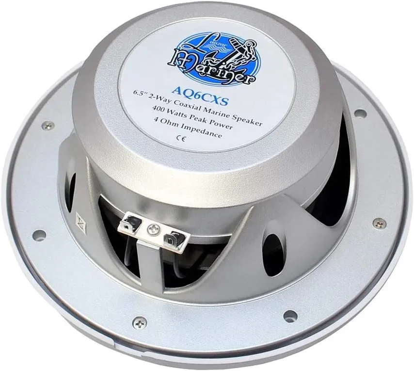 Lanzar 6.5” Dual Waterproof Marine Speakers - 400W 4Ohm Outdoor Car/Boat Radio Stereo Speakers Weather Proof Marine Stereo Speakers System Pair - Mounting Kit Speaker Wire, Grill- Lanzar AQ6CXW,White