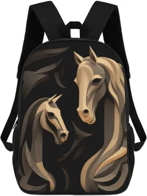 Laptop Backpack Casual Daypack Wood Carving Horse Backpack for Woman Men Travel Backpack 17 Inch Lightweight Bookbag