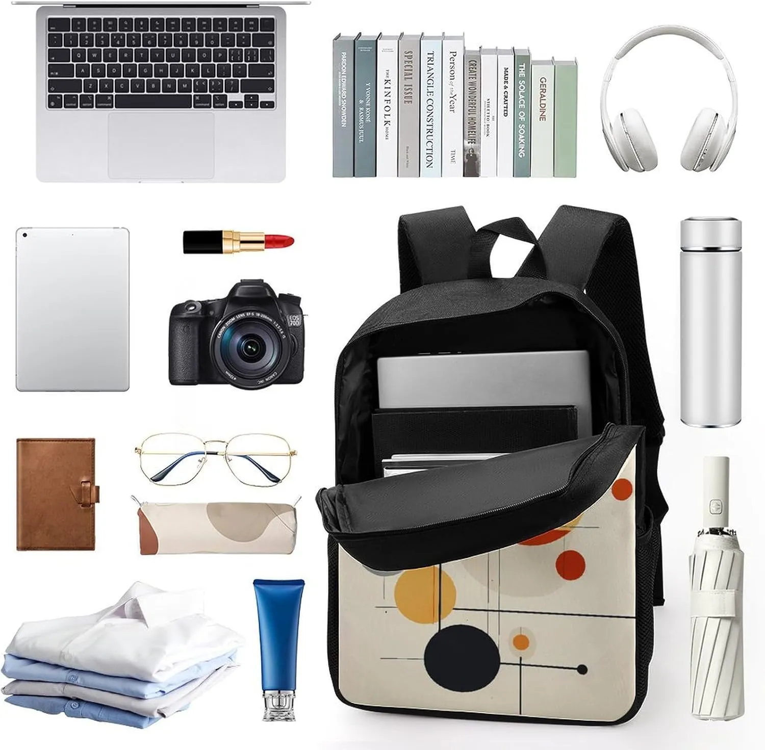 Laptop Backpack for Men 17 Inch Warm Colors Work Casual Backpack Lightweight Travel Shoulder Bag