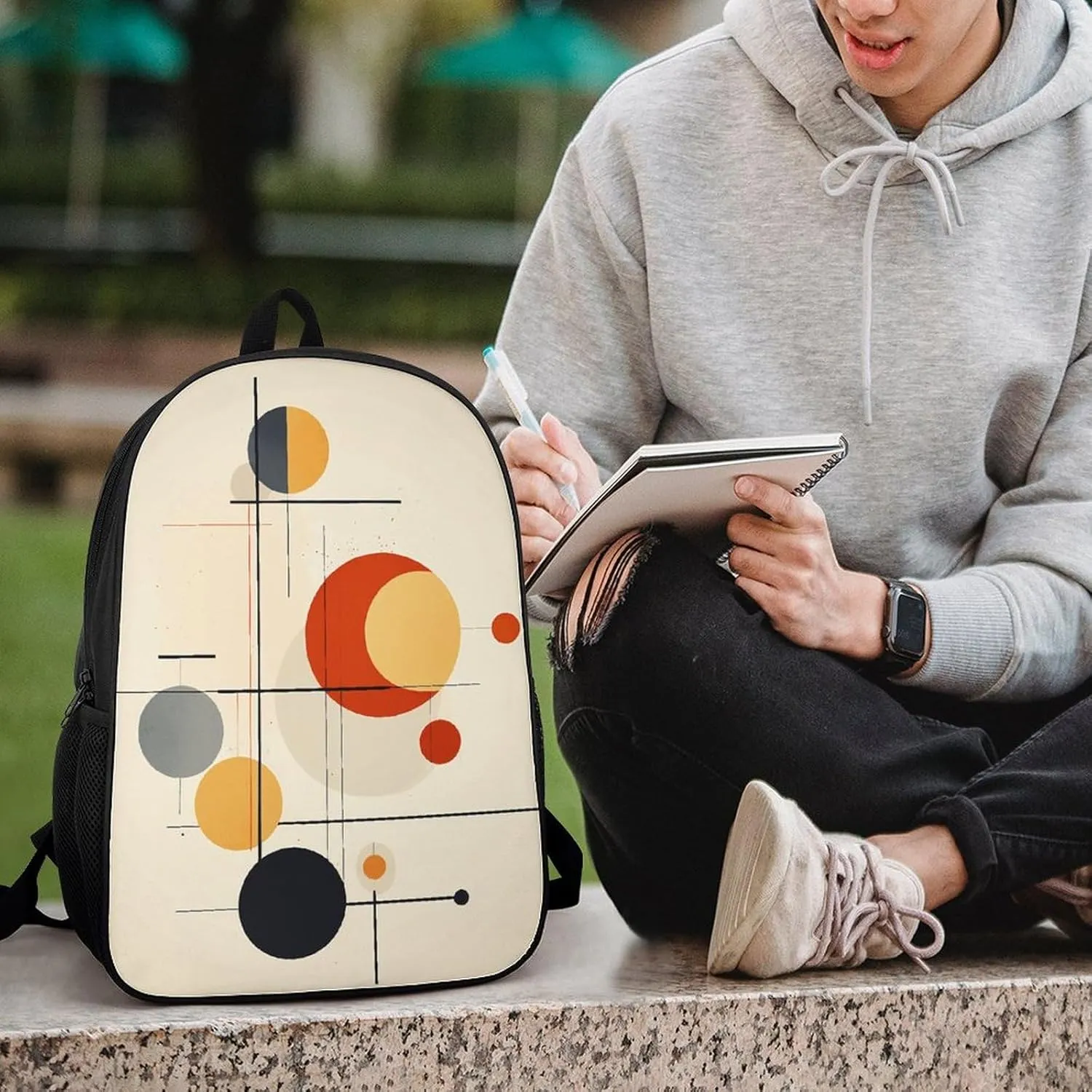 Laptop Backpack for Men 17 Inch Warm Colors Work Casual Backpack Lightweight Travel Shoulder Bag