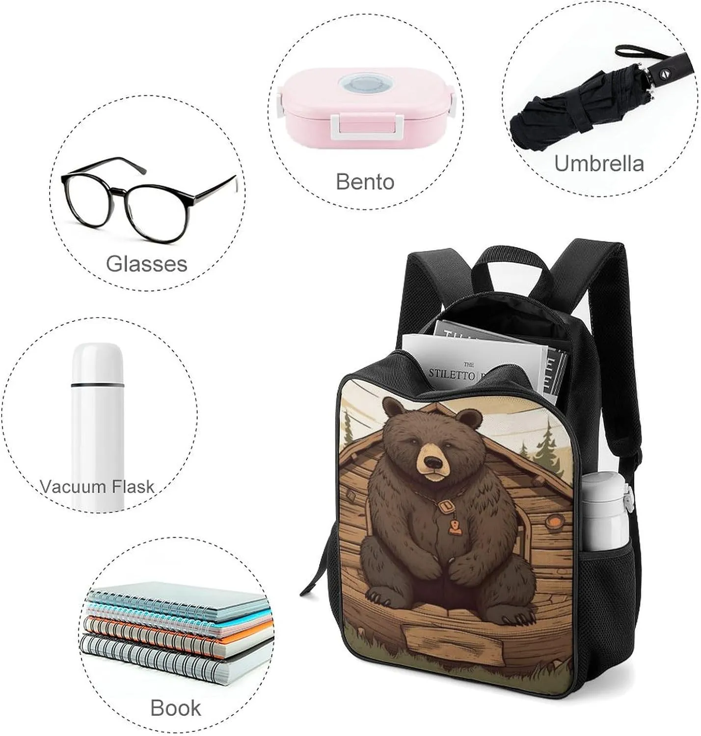 Laptop Backpack for Travel Daypack Rustic Lodge Bear Computer Bag Work Back Pack Laptop Bag Casual Nurse Bag
