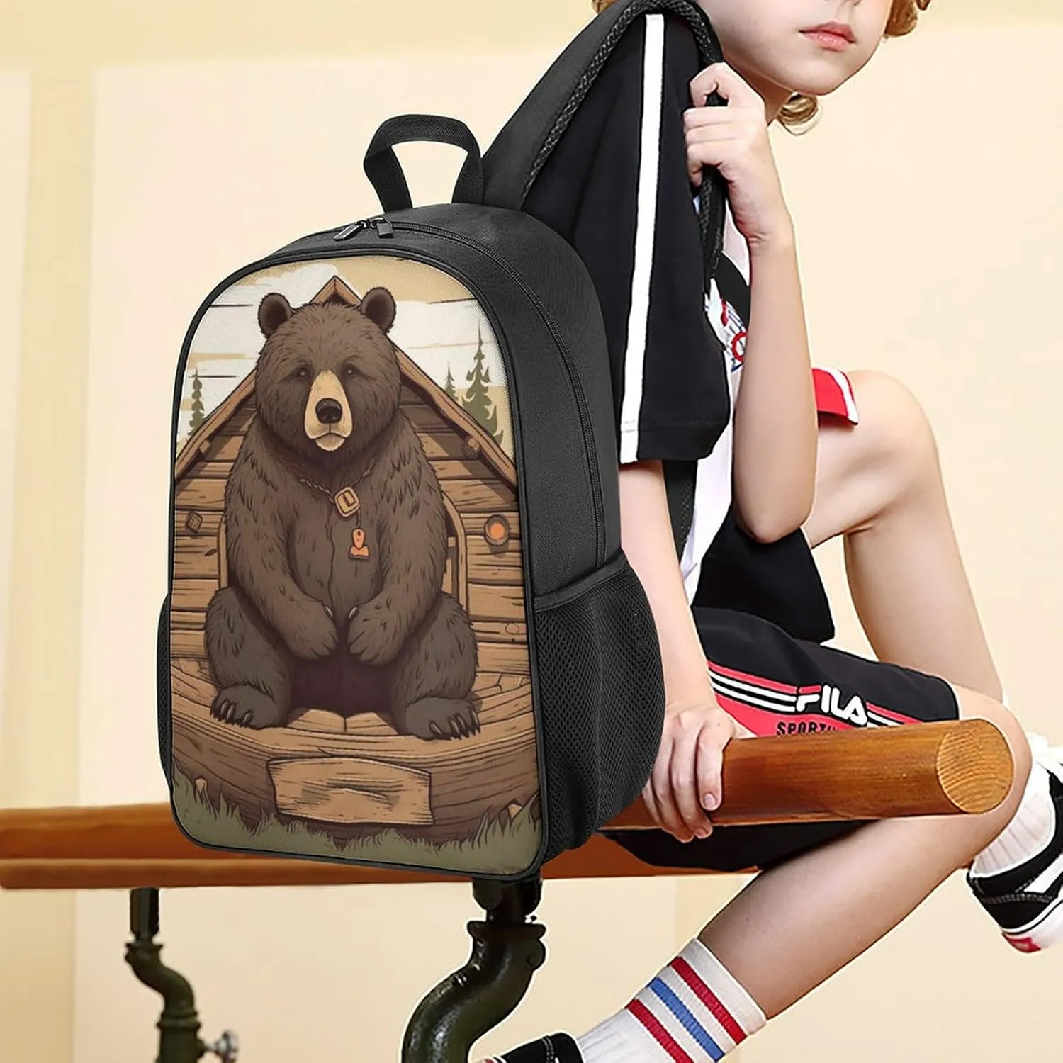 Laptop Backpack for Travel Daypack Rustic Lodge Bear Computer Bag Work Back Pack Laptop Bag Casual Nurse Bag