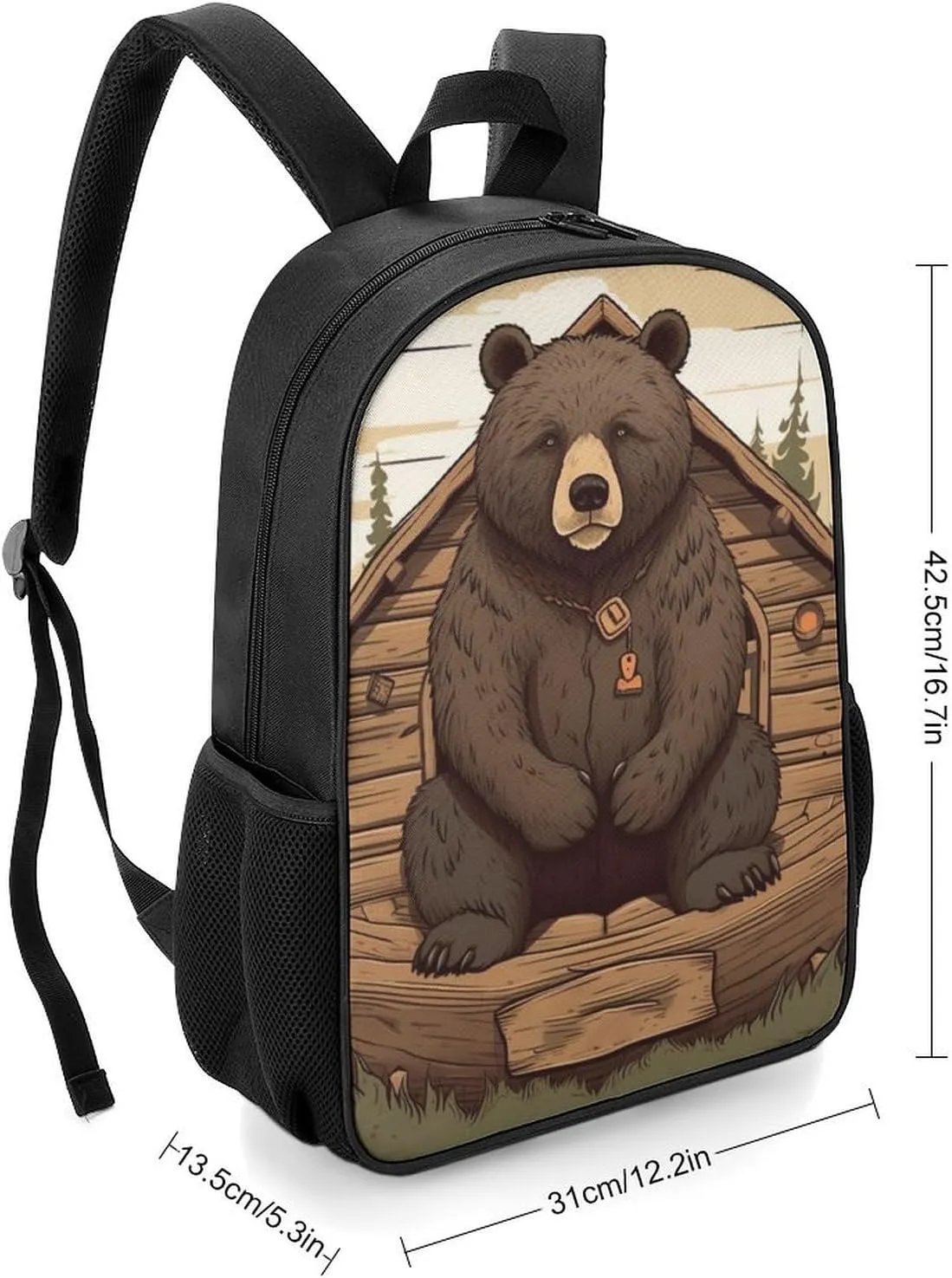 Laptop Backpack for Travel Daypack Rustic Lodge Bear Computer Bag Work Back Pack Laptop Bag Casual Nurse Bag