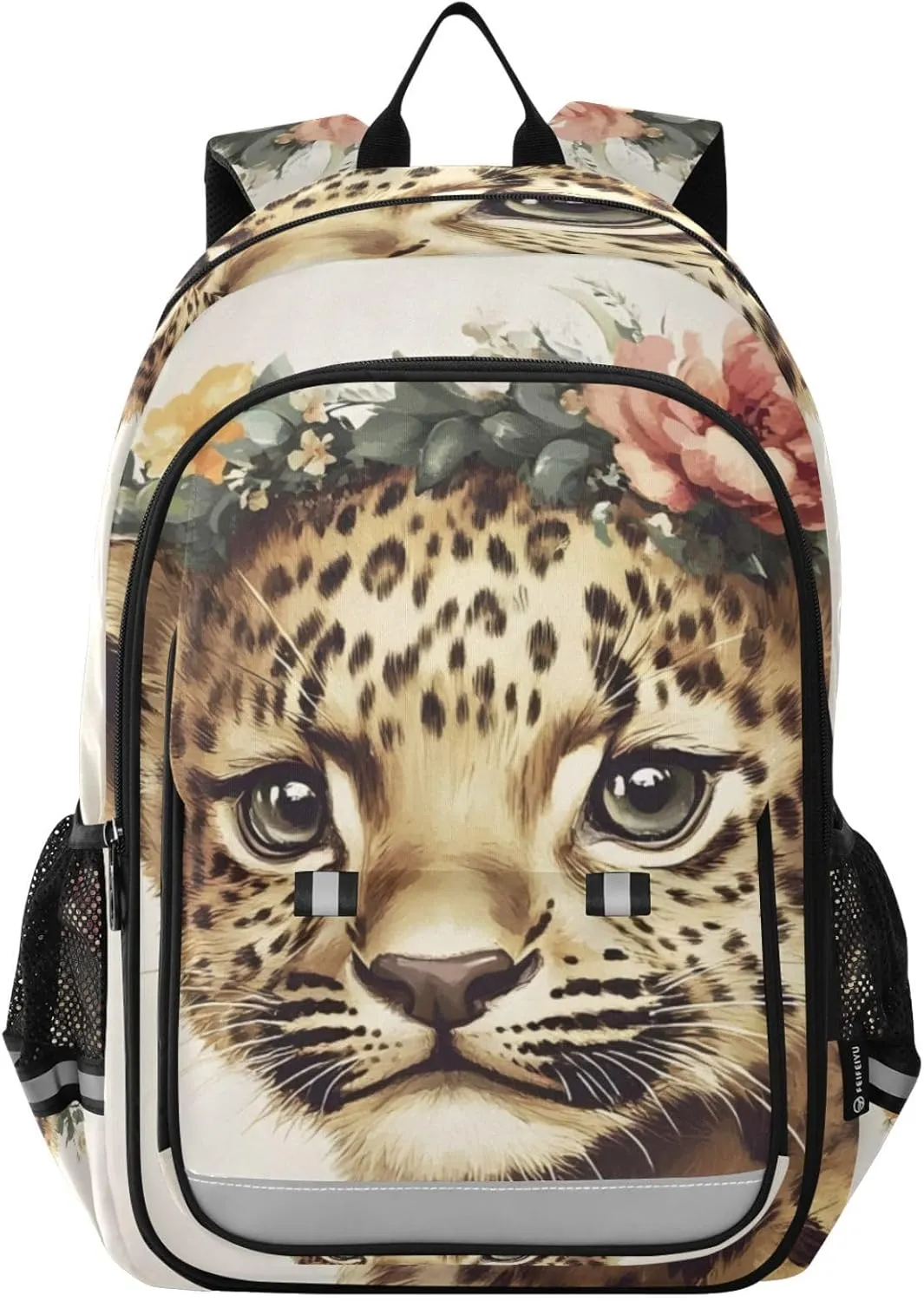Large Backpack Cute Cheetah Garland for Men Women Travel Laptop Daypack Book Bag Shoulder Bag Cute Cool Funny Backpack with Reflective Strip 12.9 ×17.7 In