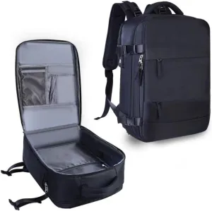 Large Capacity Backpack for Traveling on Airplane with Shoe Pouch Women Men Travel Hiking Outdoor Sport Backpack (Black)