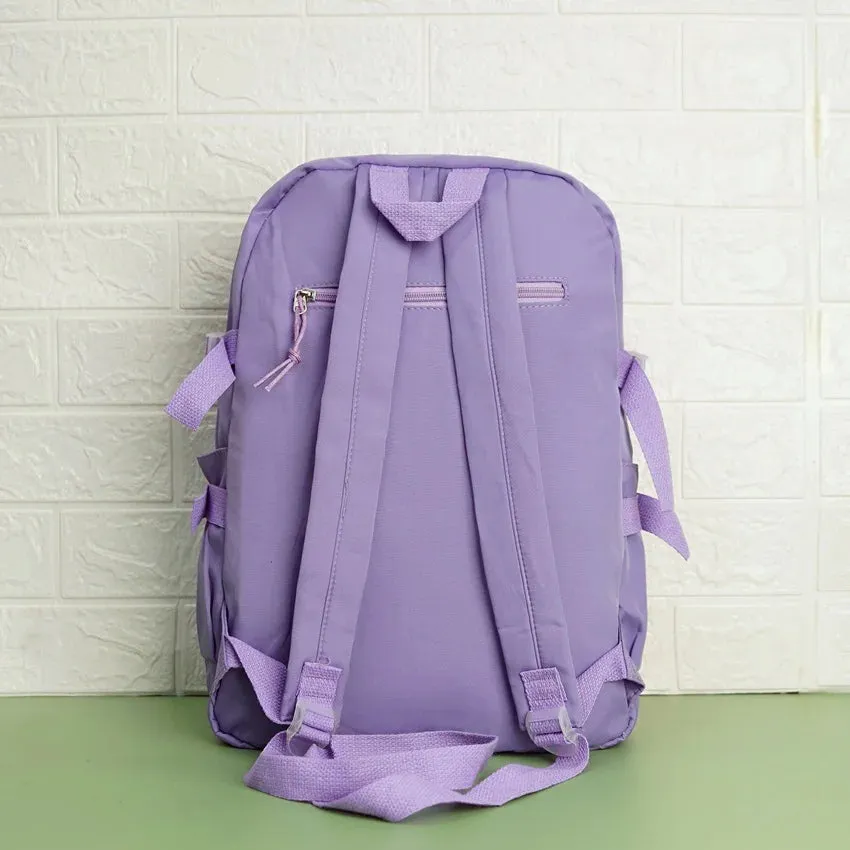 Large Capacity Korean Style Backpack with Teddy Bear - Purple