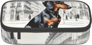 Large Capacity Storage Bag, Office Supplies Box, Parisian Dachshund Makeup Bag, Desk Organizer with Stylish