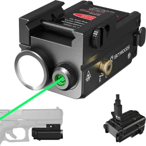 Laser Flashight Combo - 420 Lumens Alumium Green Laser Beam and Flashlight for Glock Pistol Picatinny 1913 Rail, Compact Tactical Gun Laser and Weapon Flashlight, Magnetic Charging, 2 mW