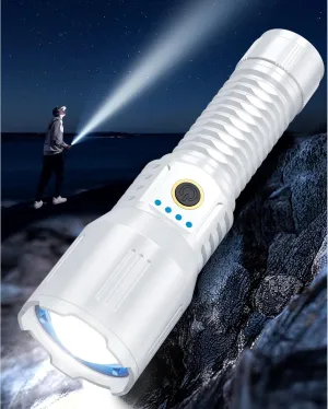 Laser Flashlights 2400.000 High Lumens Rechargeable, Super Bright LED Flashlight, 5 Modes Flash Light High Powered, Adjustable Tactical Flashlight, Waterproof Handheld Flashlight for Emergencies, Home