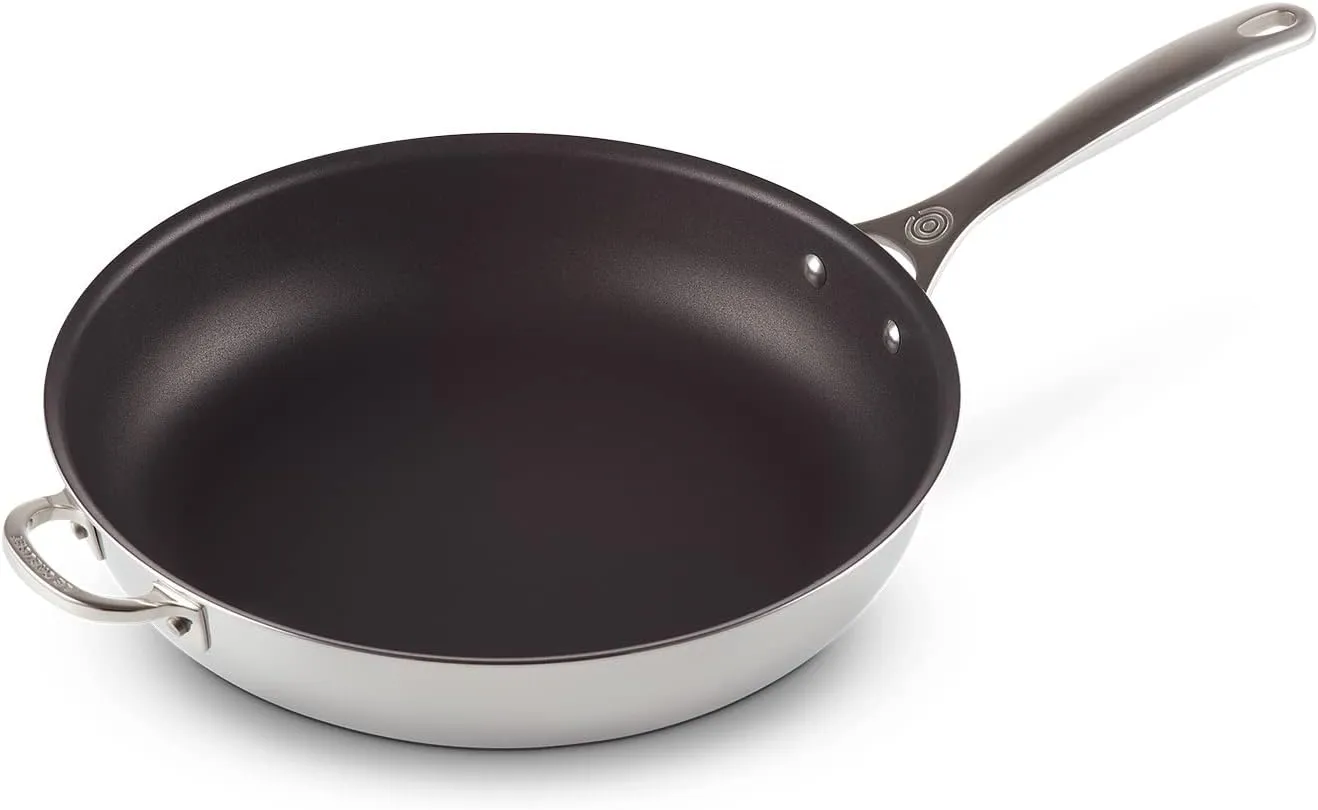 Le Creuset Tri-Ply Stainless Steel Nonstick 12.5" Deep Fry Pan with Helper Handle