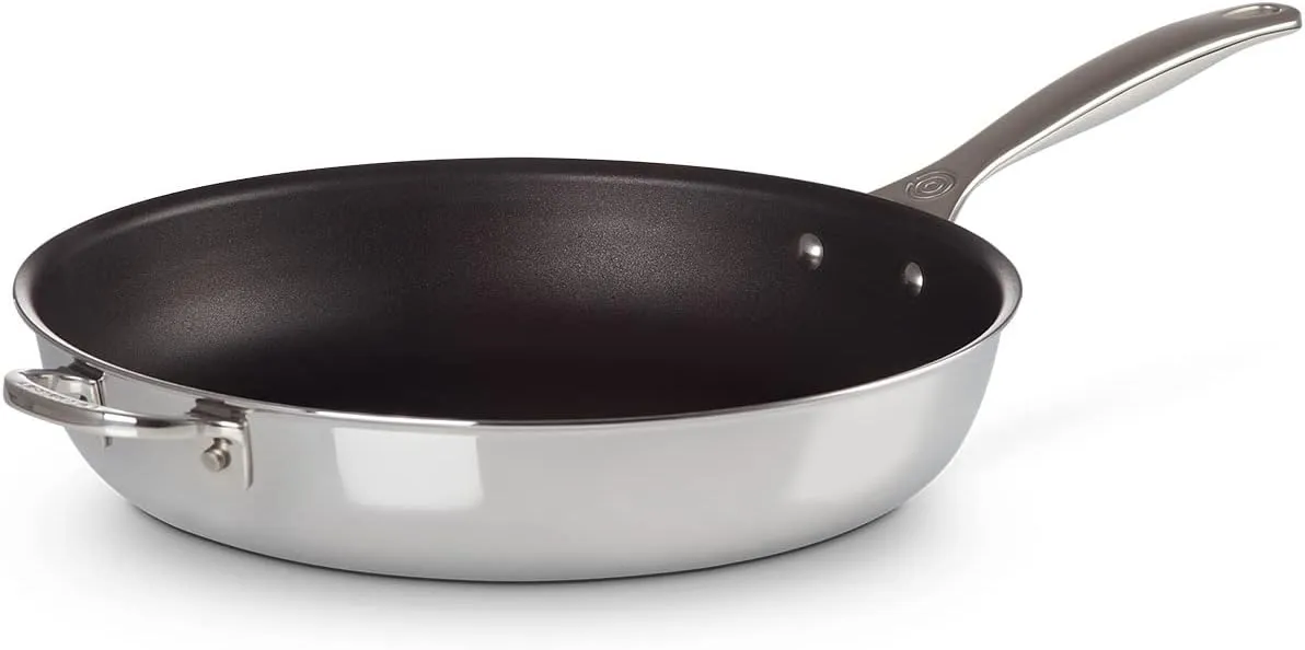 Le Creuset Tri-Ply Stainless Steel Nonstick 12.5" Deep Fry Pan with Helper Handle