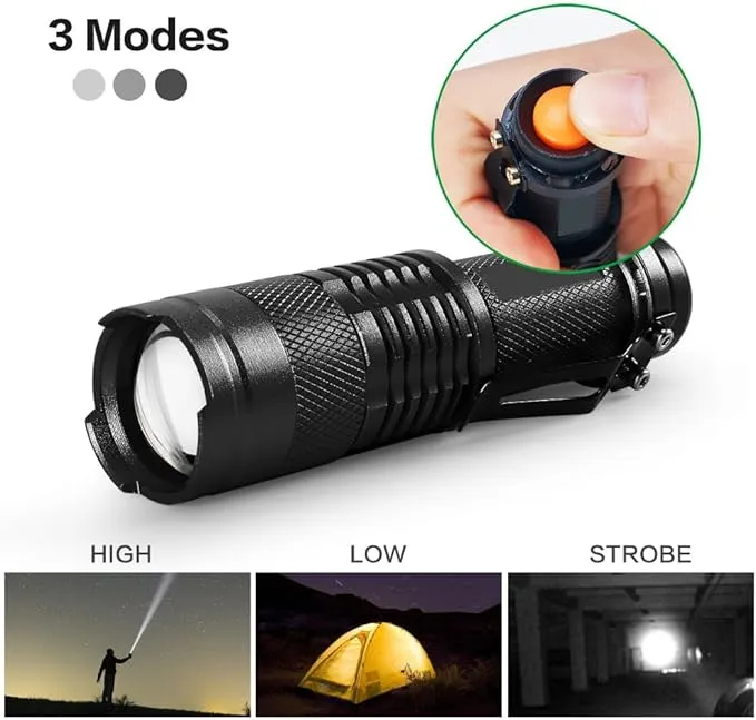 LED Flashlight 20 Pack,Super Bright Torch Mini Flashlights High Lumens with 3 Modes, Small Waterproof Adjustable Focus Zoomable Flash Light EDC Flashlight for Indoor Outdoor Camping