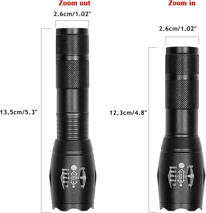 LED Flashlight, Bright 2000 Lumens Tactical Flashlights High Lumens with 5 Modes, Waterproof Zoomable Flash Light for Outdoor, for Emergency Student Dorm Camping Essentials Camper Gear, 1 Pack