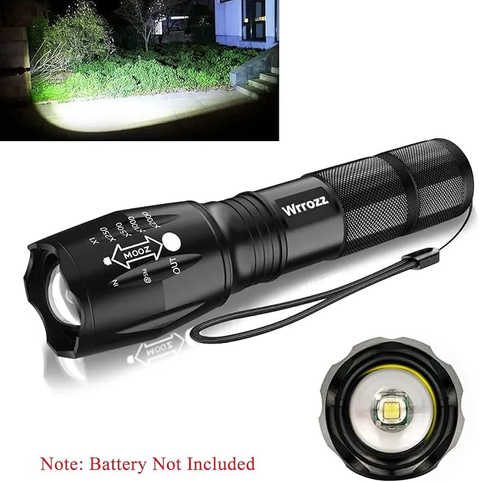 LED Flashlight, Bright 2000 Lumens Tactical Flashlights High Lumens with 5 Modes, Waterproof Zoomable Flash Light for Outdoor, for Emergency Student Dorm Camping Essentials Camper Gear, 1 Pack