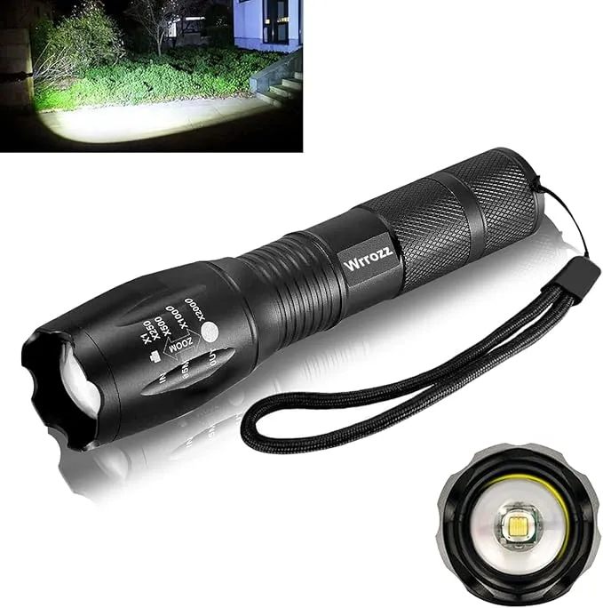 LED Flashlight, Bright 2000 Lumens Tactical Flashlights High Lumens with 5 Modes, Waterproof Zoomable Flash Light for Outdoor, for Emergency Student Dorm Camping Essentials Camper Gear, 1 Pack