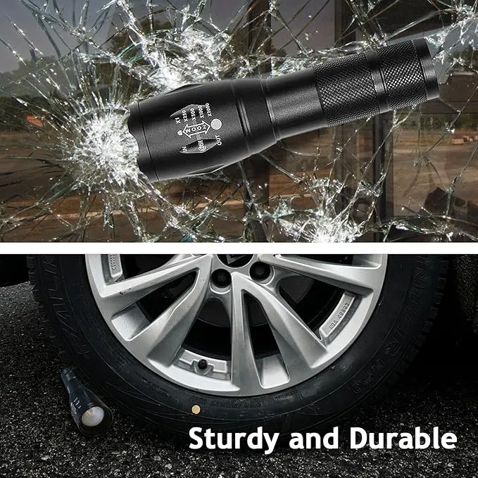 LED Flashlight, Bright 2000 Lumens Tactical Flashlights High Lumens with 5 Modes, Waterproof Zoomable Flash Light for Outdoor, for Emergency Student Dorm Camping Essentials Camper Gear, 1 Pack