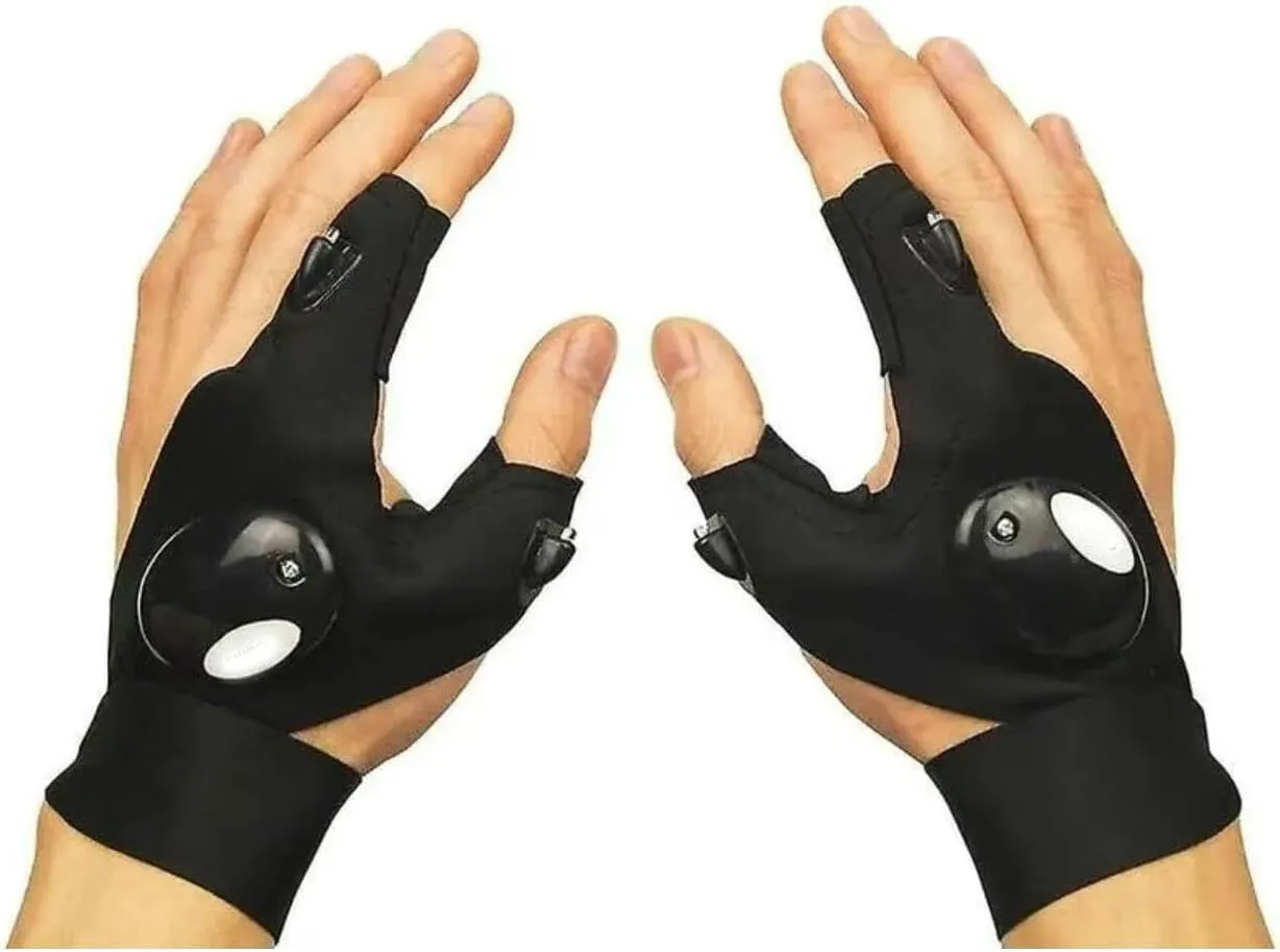 LED Flashlight Gloves – Hands-Free Bright LED Lights on Gloves, Waterproof & Rechargeable, Adjustable One Size Fits Most, Ideal for Outdoor Work, Camping, Fishing, DIY & Repairs
