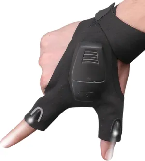 LED Flashlight Gloves Rechargeable, Light Fingerless Outdoor Fishing Gloves Tool Gadgets, LED Rechargeable Flashlight for Repairing Hands-Free Lights
