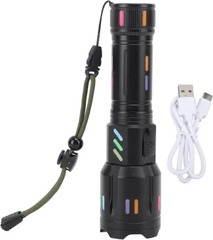 LED Flashlight High Powered Zoomable Torch, Long Range Handheld Flashlight with Battery Level Display, White Light, Water Proof for Outdoor Camping Hiking