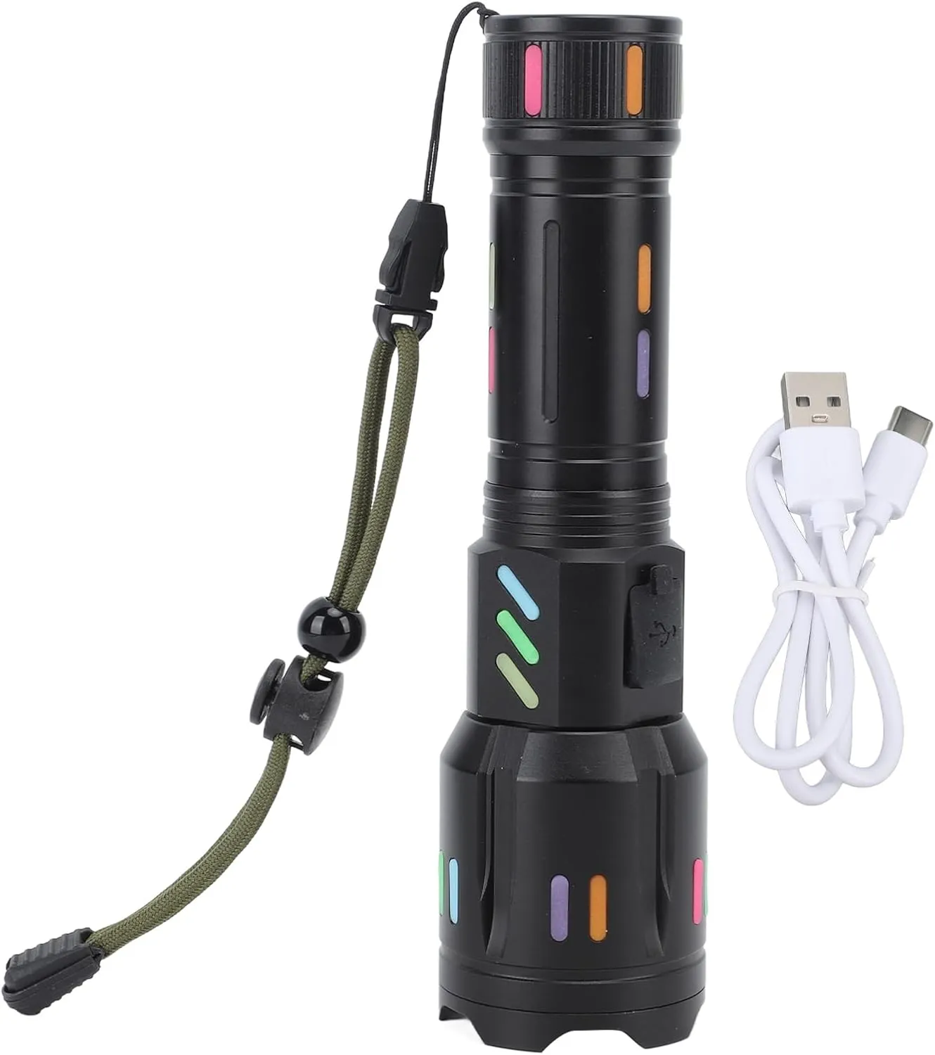 LED Flashlight High Powered Zoomable Torch, Long Range Handheld Flashlight with Battery Level Display, White Light, Water Proof for Outdoor Camping Hiking