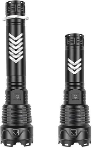 LED Flashlight Pack, Zoomable Tactical Flashlights with High Lumens and 5 Modes for Emergency and Outdoor Use -Camping Accessories (Size : Thick) (Size : Long) (OneColor Long)