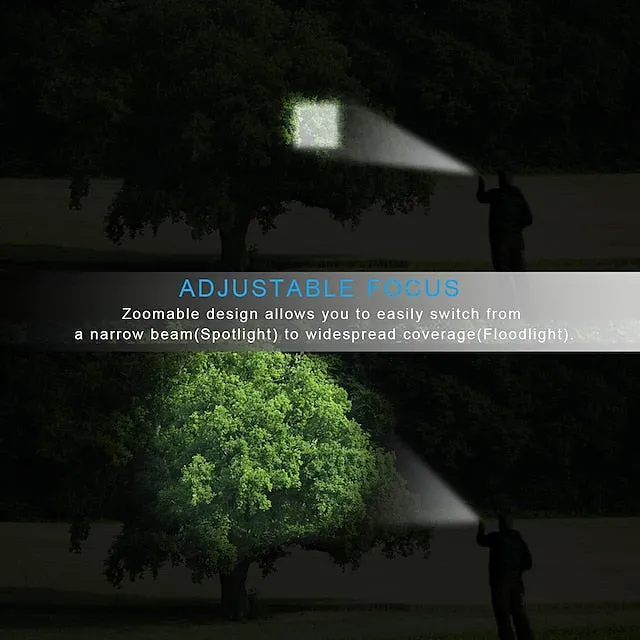 LED Flashlight Ultra Bright Torch L2/V6 Camping Light 5 Switch Modes Waterproof Zoomable Torch Light Emergency Use 18650 Battery