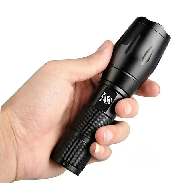 LED Flashlight Ultra Bright Torch L2/V6 Camping Light 5 Switch Modes Waterproof Zoomable Torch Light Emergency Use 18650 Battery