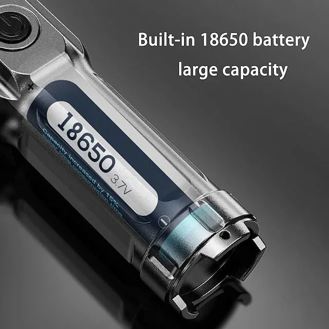 LED Flashlight USB Super Bright Zoomable USB Rechargeable T6 Tactical Torch for Camping Hiking Fishing Outdoor Hunting 3.7V