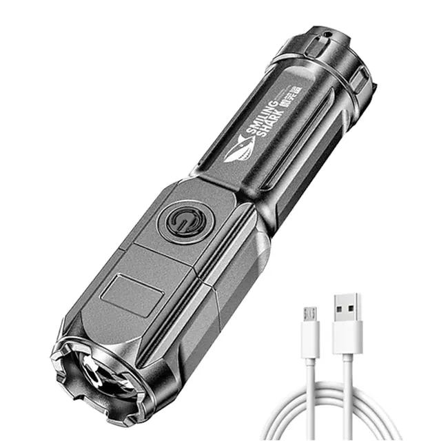 LED Flashlight USB Super Bright Zoomable USB Rechargeable T6 Tactical Torch for Camping Hiking Fishing Outdoor Hunting 3.7V