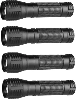 LED Flashlight Water Resistant Military Grade 2000 Lumens 3 Modes Zoom Function Ultra Bright Torch (4-Pack)