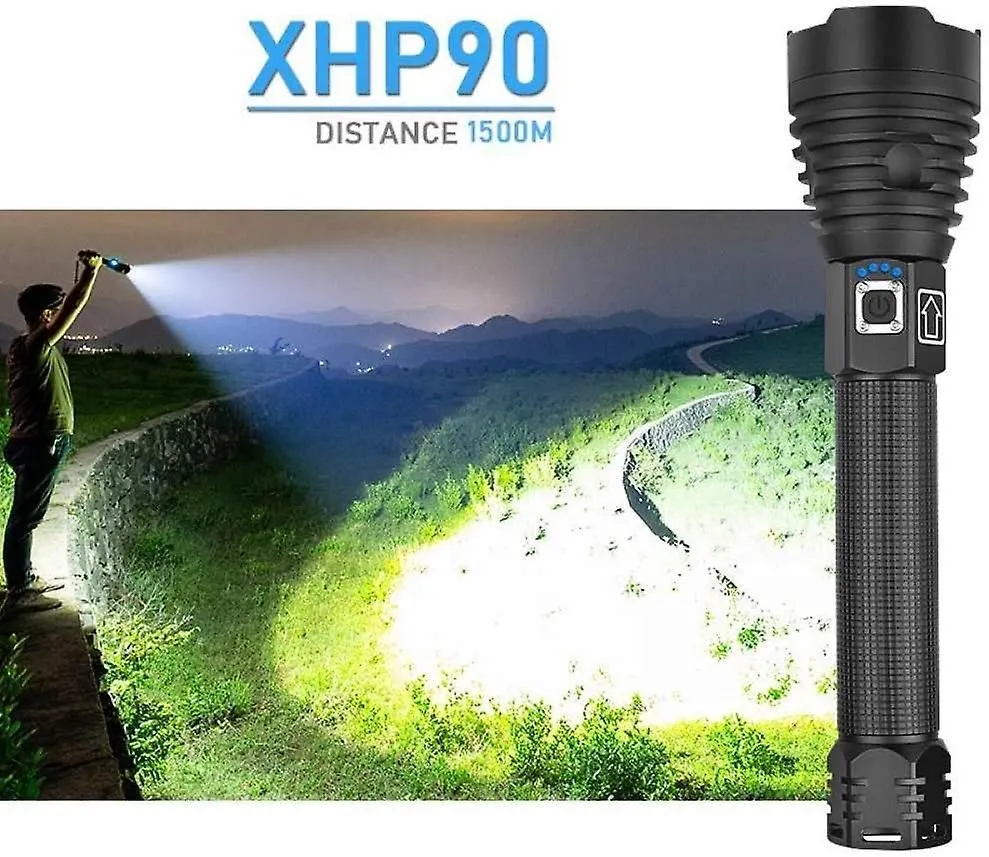 Led Flashlight, Xhp90 Ultra Powerful Adjustable Zoomable Waterproof