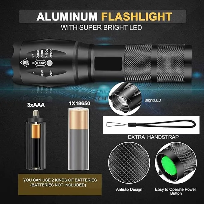 LED Flashlights 3 Pack, High Lumens Waterproof Red Light Flashlight, Green Light Flashlight, Blue Light Flashlight & White Light Combo Torch for Night Observation, Camping, Outdoor Home