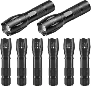 LED Flashlights 8 Pack - Mini Camping Flashlights with High Lumens and 5 Modes, Zoomable Beam - Powerful and Bright Portable Flash Light for Home, Outdoor Use