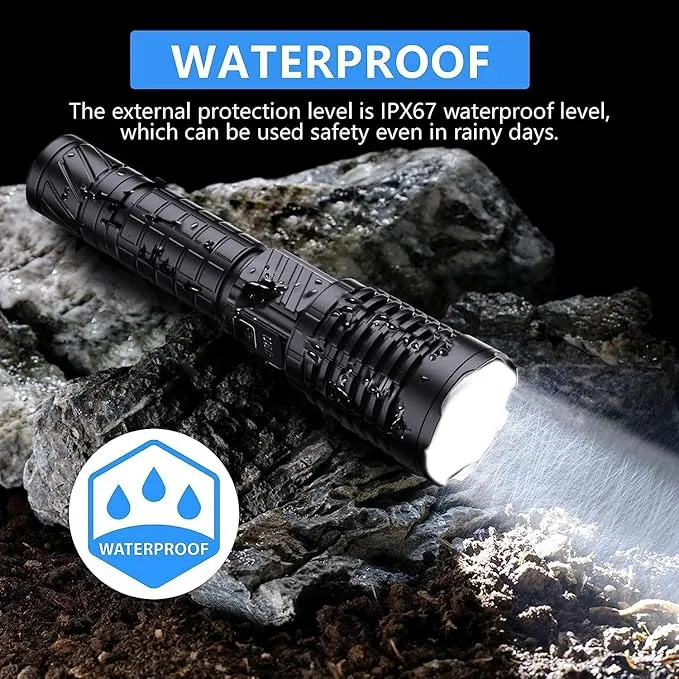 Led Flashlights High Lumens Rechargeable - 990,000LM XHP70 Led Flashlight, Super Bright Flashlight USB Powerful Waterproof Flashlight, Rechargeable Flashlight for Gift Emergencies Camping Home