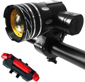 LED Light Bike Bicycle Light USB Rechargeable Headlight Flashlight Waterproof Zoomable Cycling Lamp for Bike
